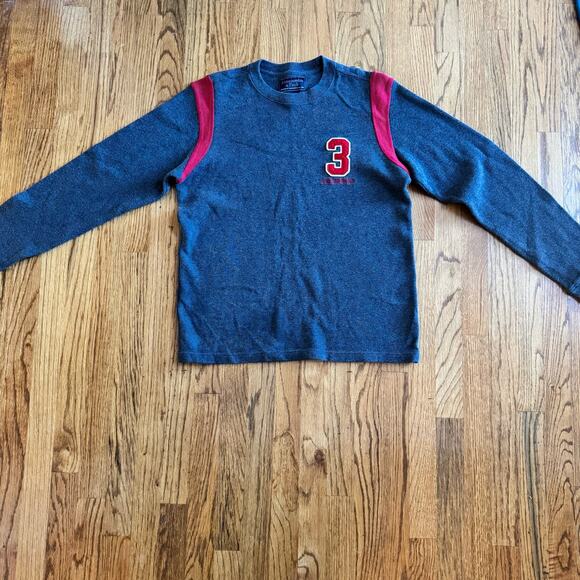 VTG Abercrombie & Fitch Men's L Grey Cotton Sweater Red Trim 3 Pullover Logo - Picture 3 of 9